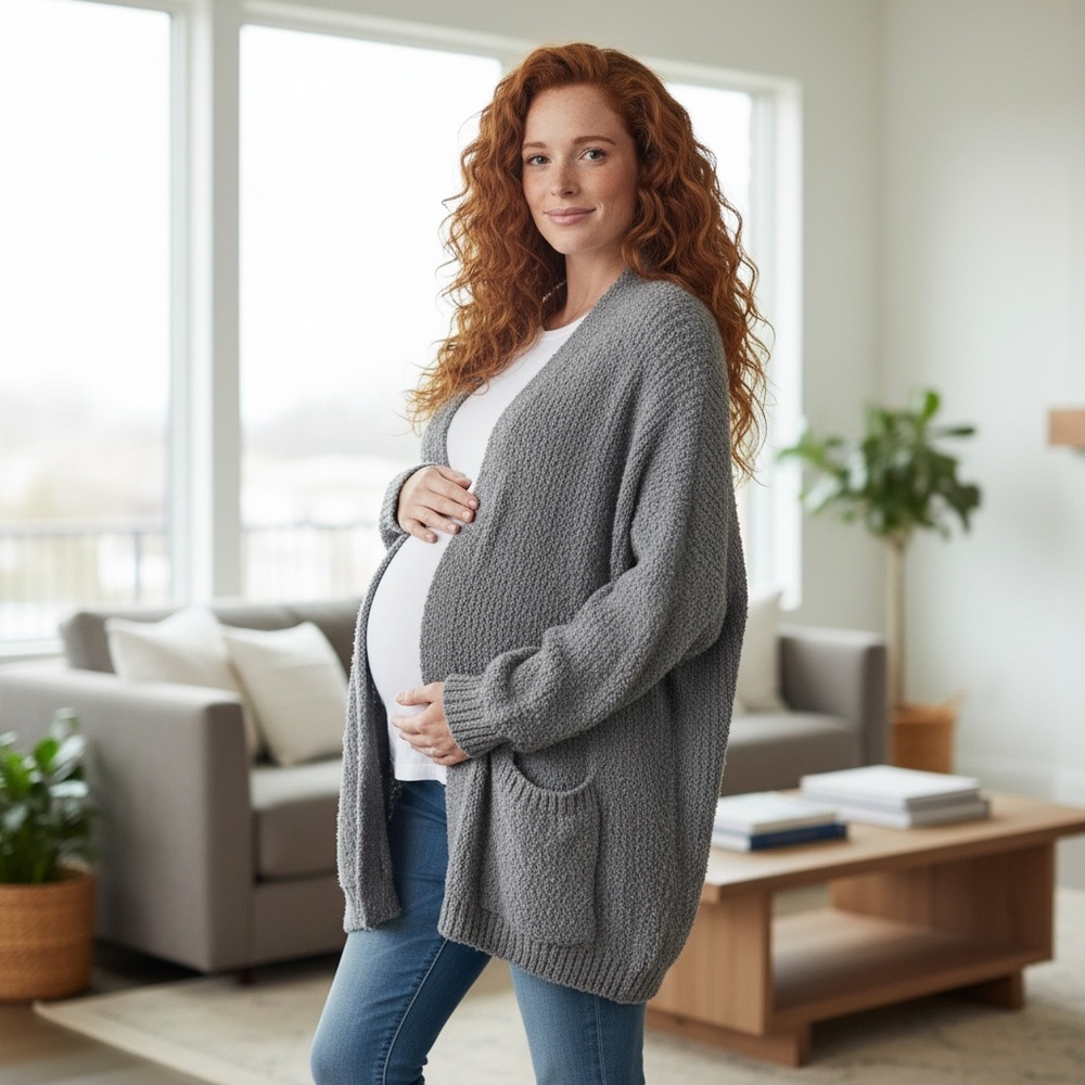 Sexy mama maternity‎ gray dolman sleeve cardigan